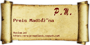 Preis Madléna névjegykártya